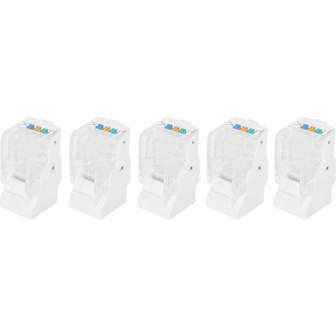 Lot de 5 connecteurs CAT3 RJ11, connecteurs téléphoniques modulaires, connecteur 6P4C AWG26 Convient pour les applications téléphoniques, fax, vocales dans les systèmes de câblage (1/5)