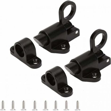 (Noir) Loquet à fermeture automatique – loquet de porte à ressort – verrou de porte – verrou de sécurité automatique pour porte et fenêtre – verrou à ressort