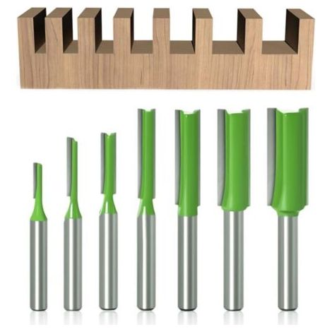 7Pcs Fraise droite à queue de 6 mm, Fraise Droite Defonceuse, pour Bois Carbure de TungstèNe Outil de Travail Du Bois, Routeur Droite à Simple Duble Flûte à Bois,3mm 4mm 5mm 6mm 8mm 10mm 12mm