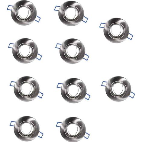Kit 10 Porta faretto ad incasso orientabile per controsoffitto supporto tondo per faretti in alluminio Argento (1/2)