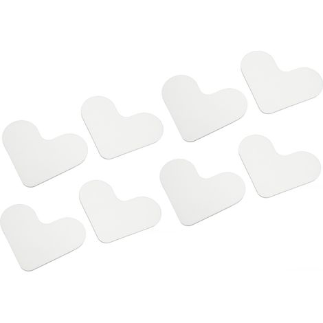 Lot de 8 bandes adhésives pour tapis en PU lavables et réutilisables en forme de cœur, pour parquets et carrelages, blanches, taille L (1/5)