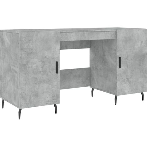 Bureau table poste de travail meuble d'ordinateur informatique étude 140 x 50 x 75 cm bois d'ingénierie gris