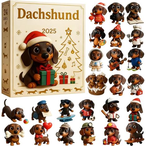 Dackel-Adventskalender, Weihnachtsanhänger aus Acryl  Dackel-Weihnachtsschmuck, Countdown-Kalender für Teenager (1/5)