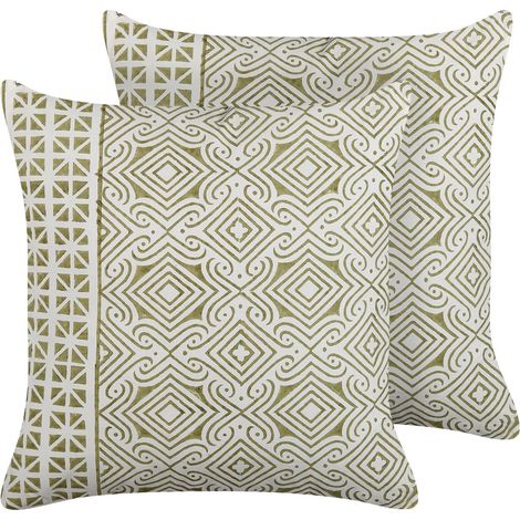 Dekokissen 2er Set LARICS Baumwolle 45 x 45 cm Grün Orientalisches Muster