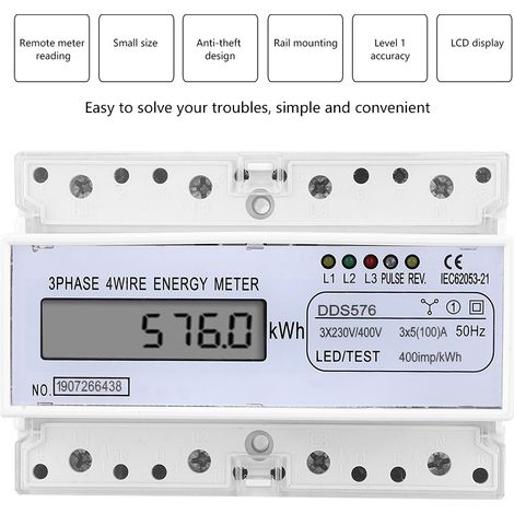 Compteur d'électricité électronique triphasé à quatre fils DDS576 avec affichage LCD (7P 380V) (1/5)