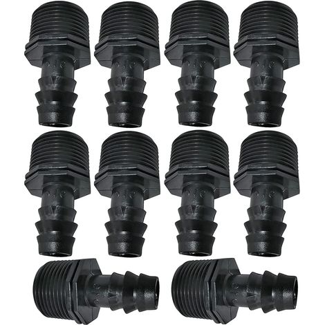 [Lot de 10] Accessoire essentiel compatible avec l'irrigation goutte à goutte : connecteur de tuyau de 16 mm avec filetage mâle 3/4" compatible avec la partie filetée. (1/5)