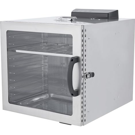 Essiccatore e asciugatrice in acciaio inossidabile da 1000 W, temperatura regolabile da 30 a 90 °C, capacità 42,5 l, essiccatore per alimenti con 20 ganci e 10 ripiani per essiccare biltong, carne, fr (1/5)