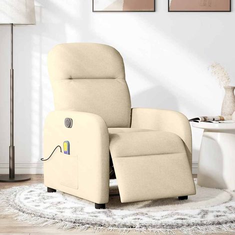 Maison Exclusive - Poltrona Reclinabile Massaggiante Elettrica Crema in Tessuto