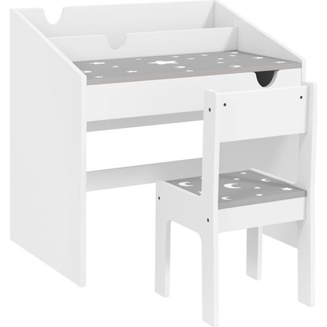 Bureau et chaise enfant avec rangement et tiroir, pour enfants de 3 à 6 ans, motif étoiles - Gris (1/5)