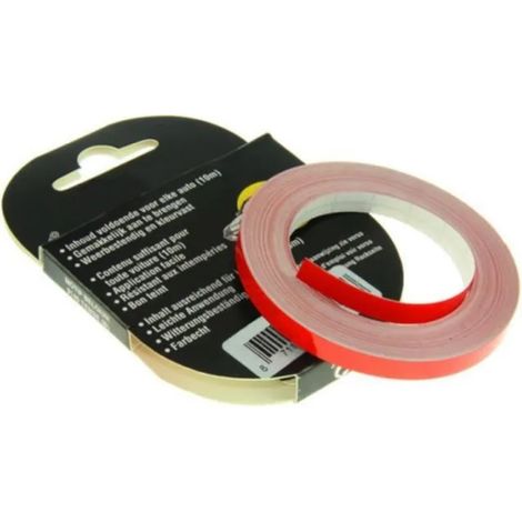 Liseret autocollant 9mm x 10m rouge carénage jante décoration pneu bricolage