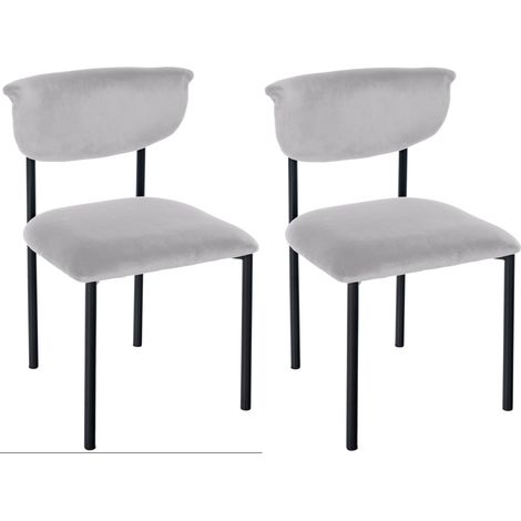 2er Set Esszimmerstuhl Gambell Samt grau