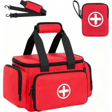 Erste Hilfe Tasche Rot, Notfalltasche mit Schultergurt, 10L