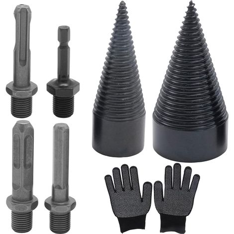 Fendeuse de bûches de 45 mm et 32 mm avec 4 tiges de perçage, outil de fendage de bûches, convient pour une utilisation à la maison, en extérieur et dans le jardin (1/5)