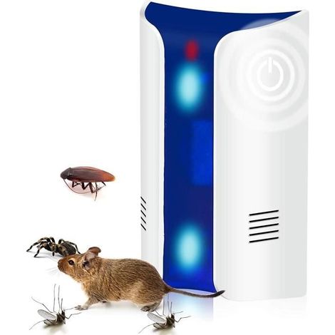 Ultraschall-Nagetier- und Insektenabwehrgerät, 8 W Doppelhorn, Frequenzumschaltung 24 kHz–74 kHz mit abschreckenden Lichtern A173