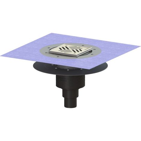 -Bodenablauf Ecoguss Klebeflansch DN 50, senkr., Variofix, Schlitzrost (1/2)