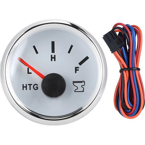 52mm 2in Jauge Niveau Réservoir Eaux Usées Bateau Caravane 0-190 ohms 9-32V Cadre Argent Cadran Blanc (1/5)