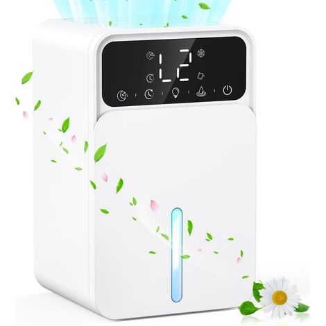 Cyslmuk – Déshumidificateur d'air électrique 1500 ml – Ultra silencieux 28dB – Arrêt automatique – Minuterie 2/4/6/8/10/12h – Portable pour espaces confinés