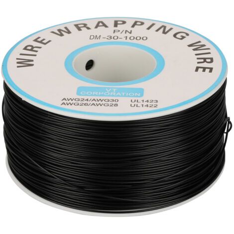 1roll Emballage de fil unique Single Copon Tire 30AWG Câble 0,25 mm Diamètre de noyau (noir) (1/5)