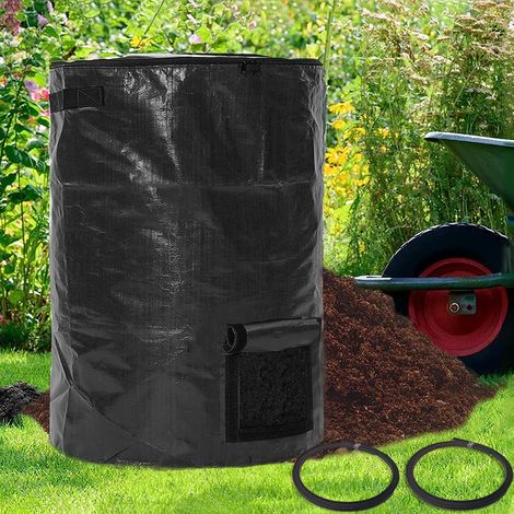 Sacs à compost de grande capacité (300 L) pour bac à compost de jardin, poubelles de cour (noir, 1 pièce) (1/5)