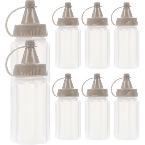 Lot de 8 Flacons à Sauce Souples en Plastique Transparent Bouteilles de Condiments Bouchon Étanche Accessoires Cuisine Pratiques pour Vinaigrette ect