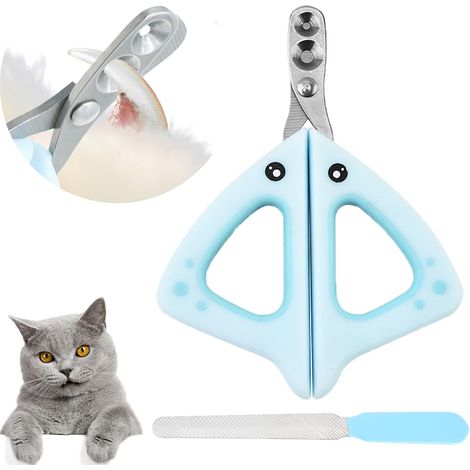 Coupe Griffes Chat avec Sécurité, 2mm,4mm Trou Conique Coupe Ongle Chat, Coupe Griffe Chat Coupe Ongle pour Chiots et Petits Animaux Simple à Utiliser pour Un Novice, avec LimeGriffes(Bleu) (1/5)