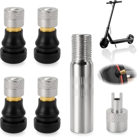 6 pièces Valve tubeless, Adaptateur rallonge pour Trottinette électrique, Set de rallonges durables avec Fonction d'étanchéité, Accessoire pour pneus tubeless, Montage Facile, Universel (1/5)