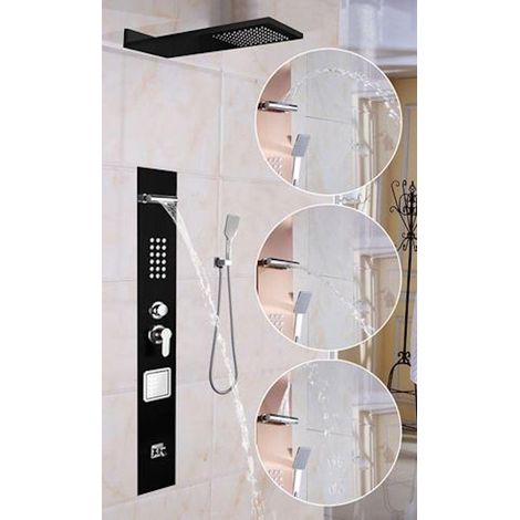 Panneau de douche intégré Bluetooth – Robinet thermostatique – Jets de massage et cascade – Modèle 201203-2 (1/5)