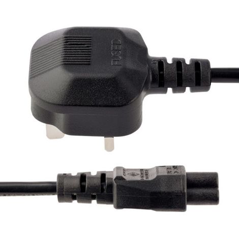 Cordon D'alimentation Trèfle - Prise GB Type G BS 1363 - Connecteur C5 3 Broches - 2 M - Noir (1/3)