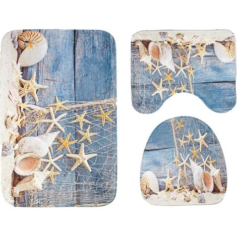 Tapis de bain Healeved en flanelle douce lot 3 , absorbants et résistants à l'usure , avec un motif