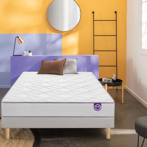 Ensemble sommier et matelas 140x190 cm mousse ferme Merinos Wise Beige (1/5)