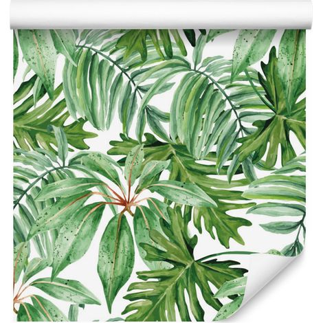 Papel pintado de hojas tropicales para salón y dormitorio, 50x1000 cm. (1/5)
