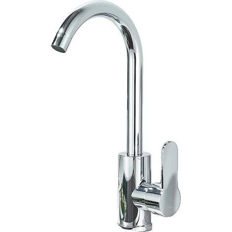 Grifo de cocina con caño giratorio, mezclador de agua fría y caliente, cromado. (1/2)