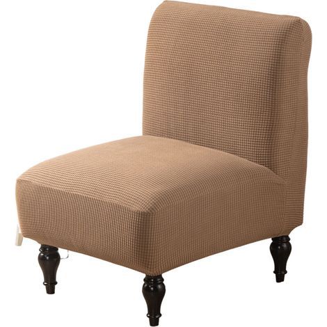 Housse extensible jacquard pour fauteuil sans accoudoirs, housse de protection amovible pour canapé simple sans accoudoirs (kaki)