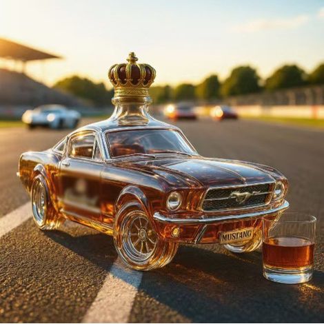 Bouteille à whisky en verre 300 ml – Design inspiré de l'automobile – Pour whisky, bourbon et rhum – 1 carafe élégante