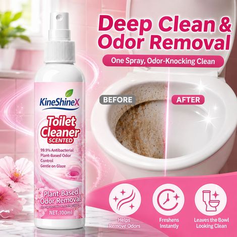 KineShineX Pflanzenbasiertes WC-Reinigungs- und Deodorierungsspray, blumig duftender WC-Reiniger für die tägliche Badreinigung (1/4)