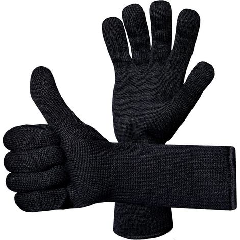 1 Pair Heat Resistant BBQ Gloves, Universal Size, Grilling Gloves, 500°C Heat Resistant Kitchen Gloves, Oven Gloves for BBQ, Grilling, Baking, Fireplace, Welding Gloves (1/4)
