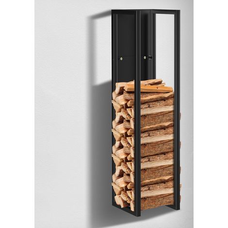Randaco Rangement bois de cheminée compact, 25 x 25 x 100 cm, support mural ou sur pied avec sac à bûches robuste en tissu Oxford 420D (1/5)