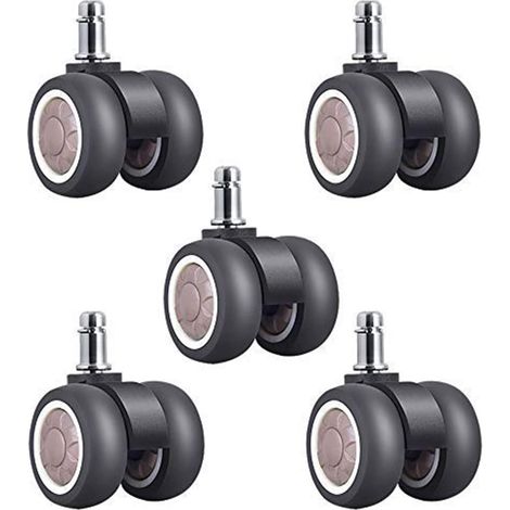 Ruedas silenciosas de dos ruedas Tpr de 2 pulgadas, ruedas para muebles, silla de oficina, silla universal para computadora con ruedas: 50 - 60 kg (5 marrones por paquete) (1/5)