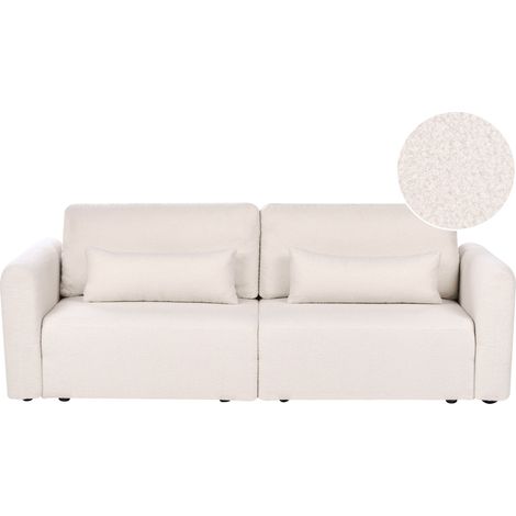 Schlafsofa 3-Sitzer VAXHOLM Bouclé Hellbeige mit Stauraum (1/5)