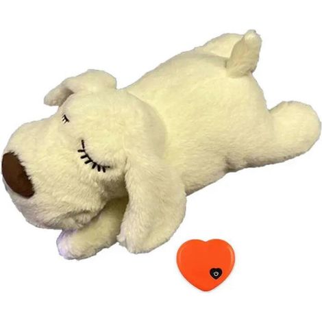 Peluche mouton en peluche apaisante avec battements de cœur réalistes, douce et lavable, idéale pour faciliter l'adaptation à l'arrivée d'un chiot. (1/5)