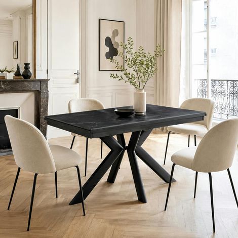 Table céramique extensible noire marbrée 120-220 cm LUGANO (1/4)