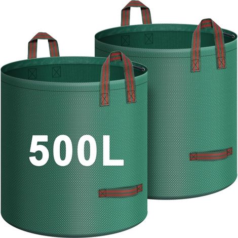CSPARKV 2x 500L Grünabfallsäcke, Robuste Reißfeste Gartenabfallsäcke Mit 4 Robusten Griffen, Faltbare Grünabfall-Gartentasche, Selbsttragende Gartentasche