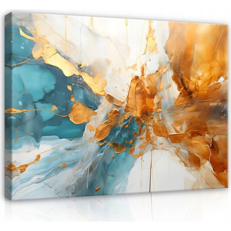 Peinture abstraite marbre sur toile Murale pour chambre salon grand 120x80 (1/3)
