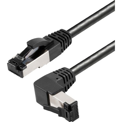 Maxtrack TI49-2L RJ45 Patchkabel CAT 8.1 S/FTP 2 m Schwarz 90° nach oben gewinkelt, ammoniakbeständi