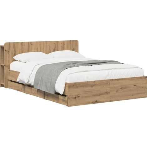Estructura de cama con almacenamiento y cabecero Roble artisan vidaXL (1/5)