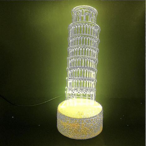 Lampe de chevet LED 3D Torre Pendente Di Pisa à changement de couleur (1/2)