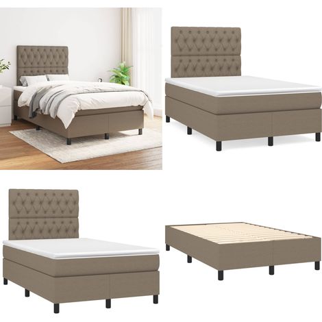 Sommier à lattes de lit avec matelas Taupe 120x200 cm Tissu - Lit Tapissier - Lit Double - Matelas Ressorts Ensachés - Literie - Chambre À Coucher - Home & Living (1/5)