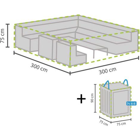 Schutzhülle Abdeckung 300x300cm für Garten Lounge Set + Hülle für 6-8 Kissen (1/5)