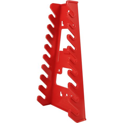 Support de clés à douilles 9 emplacements en plastique rouge, rangement et organisateur d'outils standard