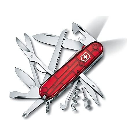 Coltello svizzero Victorinox Huntsman Lite con luce LED sega per legno 21 funzioni 121 grammi rosso trasparente 1.7915.T (1/4)